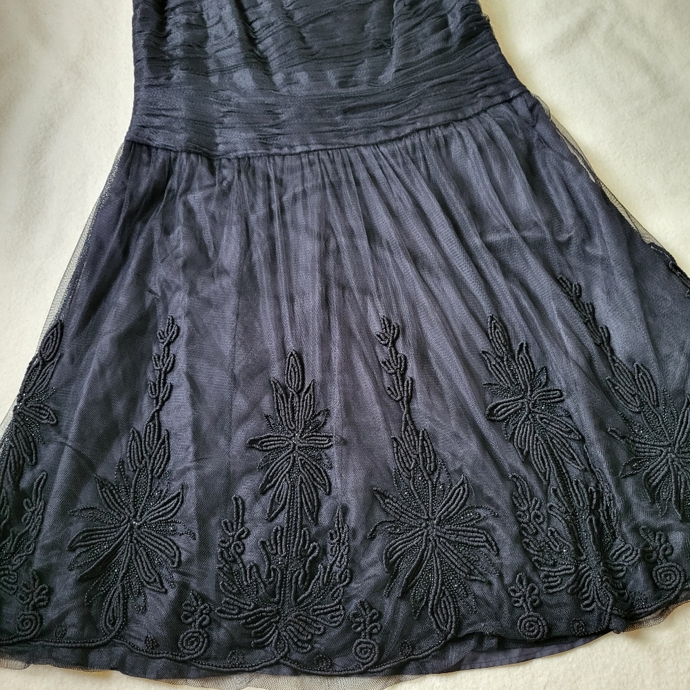 Whimsigoth Black Midi Dress Women's Size 14 Sleevless Embroidered